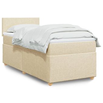 Cama com molas/colchão vidaXL | 90x200 cm | tecido cor crème - 1