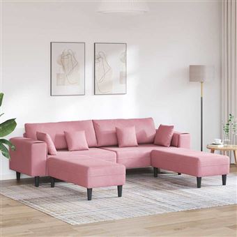 Sofá com Almofada vidaXL | 3 Peças | Rosa | 208 cm | Veludo - 1