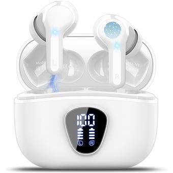 Auriculares sem fios 2024 CHRONUS | Bluetooth 5.3 | Estéreo HiFi | Cancelamento de Ruído | à prova de água IP7 | Branco - 1
