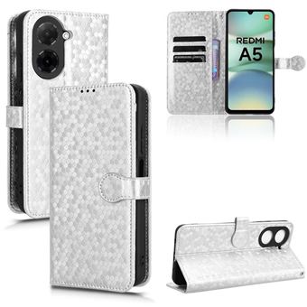 Capa GANGXUN para Xiaomi Redmi A5 4G | Pele | Fecho Magnético | Padrão Geométrico | Prateado - 1