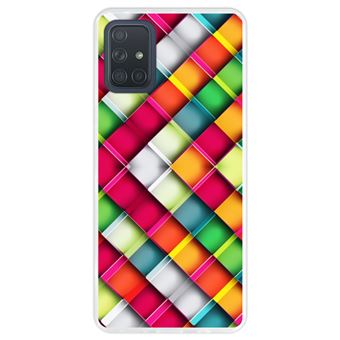 Capa Hapdey para Samsung Galaxy A71 | Silicone Flexível em TPU | Design Abstrato, quadrado mosaico geométrico moderno - Transparente