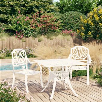 Conjunto bistrô vidaXL 3 peças alumínio fundido branco - 1