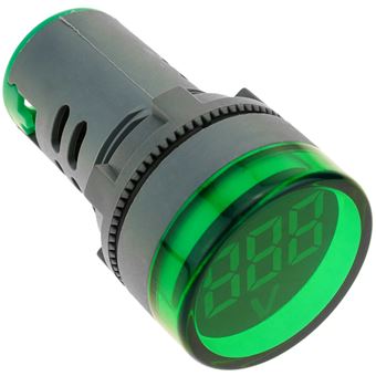 Visor LCD BeMatik de 3 Dígitos Verde com Voltímetro 50-500V Rodada 22mm - 1