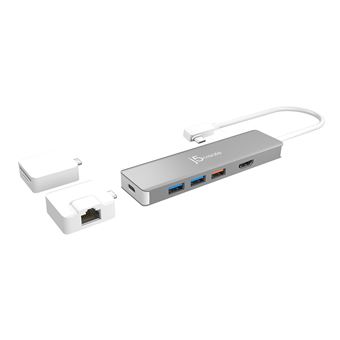 Base & Duplicador de Portas j5create JCD375 | Prateado, Branco - 1