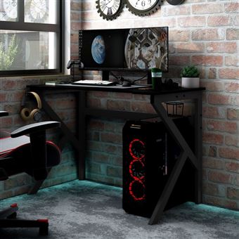 Secretária de gaming vidaXL com pernas em forma de K 90x60x75 cm | preto - 1