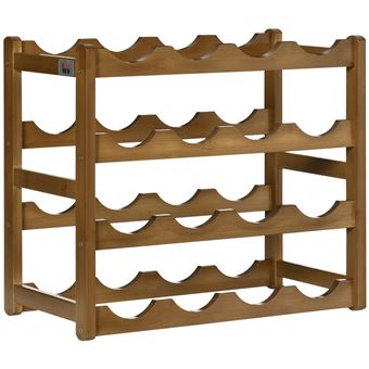 Suporte para Garrafas de Vinho HOMCOM | 43X23,5X38 cm - Castanho - 1