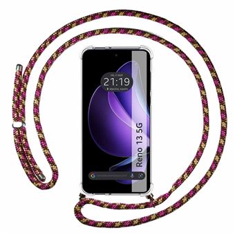 Capa Tumundosmartphone Transparente para Oppo Reno 13 5G com Fio Rosa/Dourado - 1