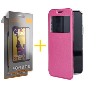 Conjunto Accetel 2 x Película de Vidro Full + Capa para Huawei P40 Pro Gandy Flip Cover - Rosa - 1