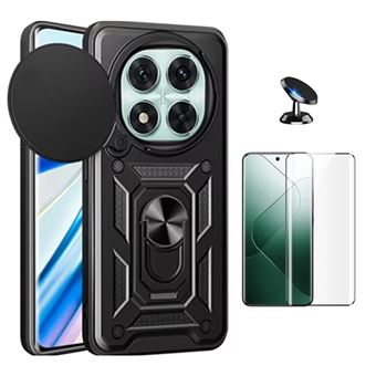 Kit Vidro Curved + Capa Magnetic Slide Window + Suporte Magnético Phonecare para Xiaomi Redmi Note 14 Pro 5G | Preto - 1