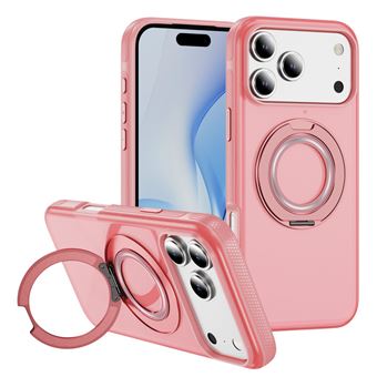 Capa Protetora à Prova de Queda com Suporte Magnético Giratório 360° QT06 V-REEL para iPhone 17 Pro Max - Rosa - 1