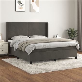 Cama com Molas e Colchão vidaXL | 180x200 cm | veludo cinzento-escuro - 1