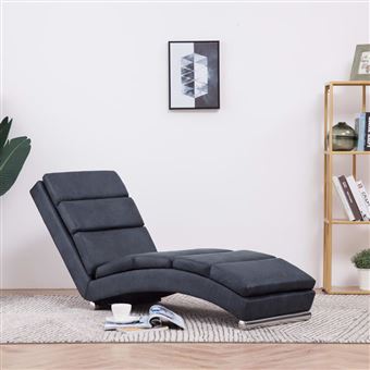 Chaise Longue vidaXL Camurça Artificial Cinzento - 1