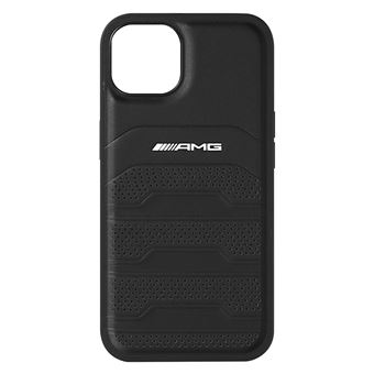 Capa em Couro Genuíno Mercedes AMG com Logótipo Mercedes para iPhone 13 Pro Max- Preto - 1