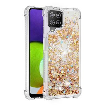 Capa Protetora GANGXUN para Samsung Galaxy A22 4G | TPU Transparente | Brilhante com Glitter e Areia Movediça | Amarelo - 1