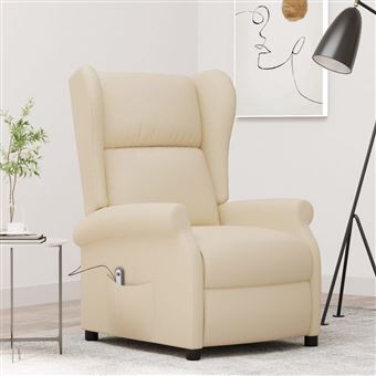 Poltrona reclinável elétrica vidaXL | tecido cor creme - 1
