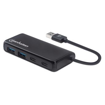 hub de interface Manhattan 164887 USB 3.0 (3.1 Gen 1) Type-A 5000 Mbit/s Preto