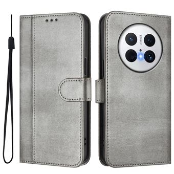 Capa FOXDOCK para Huawei Mate 70 Pro | Estilo Vintage | TPU com Textura de Pele Antiderrapante | Compartimentos para Cartões e Suporte | Cinza - 1