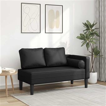 Chaise longue com almofadões vidaXL | couro artificial preto - 1