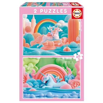 Puzzle Educa Unicornios Magicos | 2x48 Peças - 1