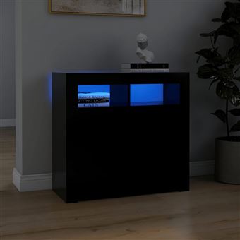 Aparador vidaXL com luzes LED | 80x35x75 cm | preto - 1