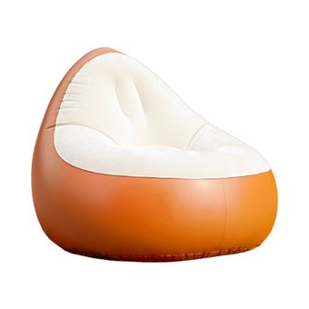 Sofá Auto-Insuflável LYDSTO One-Click | PVC + Flanela de Algodão Estofado | Bateria da Bomba de Ar 4000mAh | 110cm - Castanho/Branco - 1