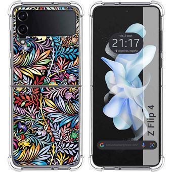 Capa Tumundosmartphone de silicone anti-choque para Samsung Galaxy Z Flip 4 5G design Flores 04 Desenhos - 1