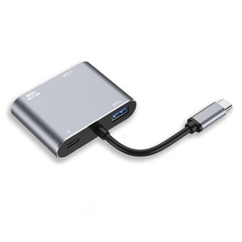 Adaptador USB 4 em 1 Bricotail | Hub tipo C com Múltiplas Portas - Prata - 1