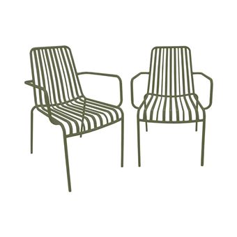 Cadeira de Jardim Empilhável sweeek | Aço | 2 Unidades | Verde caqui - 1
