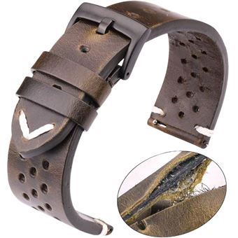 Bracelete Artesanal em Pele Respirável Antiimpacto para Haylou RS3 Castanho - 1