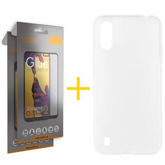 Conjunto Accetel 2 x Película de Vidro Full + Capa para Samsung A01 | Silicone Liso - Transparente Fosco - 1