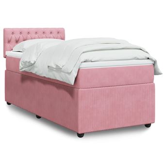 Cama com molas/colchão vidaXL | 100x200 cm | veludo rosa - 1