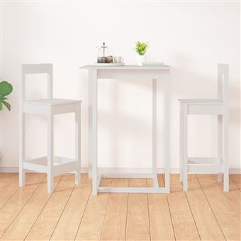 Cadeiras de Bar vidaXL 2 peças 40x41,5x112 cm pinho maciço branco - 1
