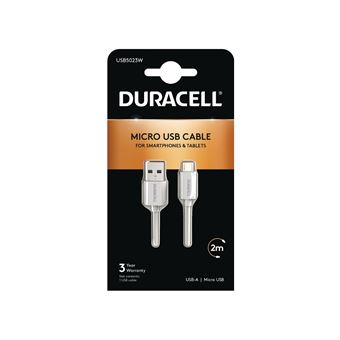 Cabo USB Duracell 2m USB - microUSB Branco