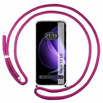 Capa Tumundosmartphone Transparente para Oppo Reno 13 5G com Fio Rosa Fúcsia - 1
