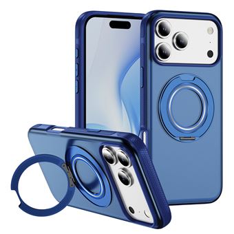Capa Protetora à Prova de Queda com Suporte Magnético Giratório 360° QT06 V-REEL para iPhone 17 Pro Max - Azul - 1
