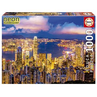 Puzzle Educa Neon Hong Skyline 18462 | 1000 Peças - 1