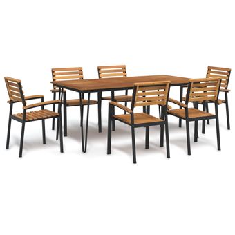 Conjunto jantar para Jardim vidaXL | 7 Peças | Madeira de acácia maciça e metal - 1