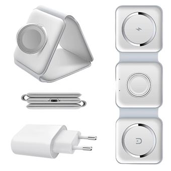 Carregador sem Fio 3 x 1 Antiimpacto Magsafe + Base para Iphone e Apple Watch | Dobrável | 15W - 1