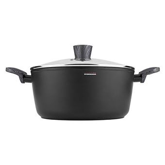 Caçarola Alta de Indução Florina | 24cm | 4 Litros | Alumínio | Tampa de Vidro| PFOA-Free - Preto - 1