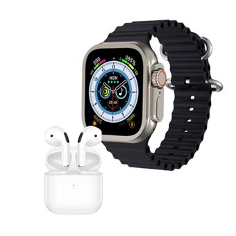 Smartwatch Klack Ultra com Auriculares Pro5 Pretos | Sem fios | 2 Braceletes - 1