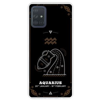 Capa Hapdey para Samsung Galaxy A71 | Silicone Flexível em TPU | Design Zodíaco Aquário - Transparente