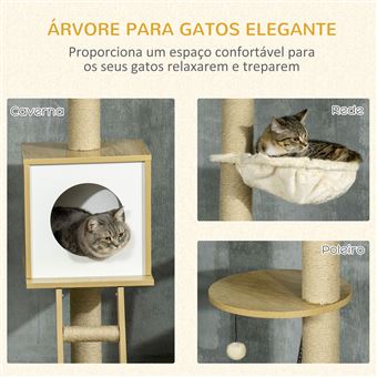 Arranhador para gatos com várias alturas e diversos jogos 260 cm