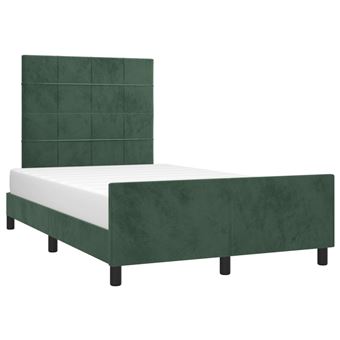 Estrutura de cama com cabeceira vidaXL | 120x190 cm | veludo verde-escuro - 1