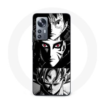 Capa Maniacase para Xiaomi 12 5G Sangoku Naruto Luffy one piece Dragon Ball Z fundo preto e branco, anime manga - 1