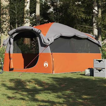 Tenda familiar túnel para 6 pessoas vidaXL | impermeável cinza/laranja - 1