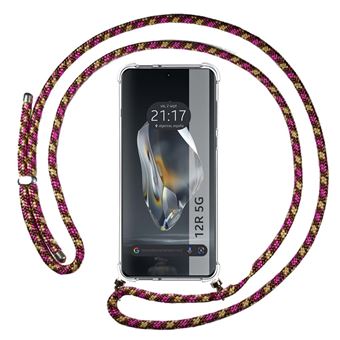 Capa de Silicone TUMUNDOSMARTPHONE para Oneplus 12R 5G | Transparente com Cordão rosa / dourado - 1