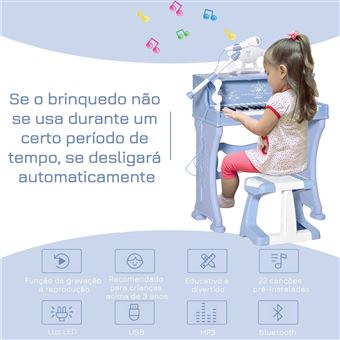 Homcom - Piano infantil 37 Teclas HomCom, Brinquedos Educativos