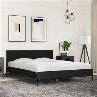 Estrutura de Cama vidaXL | 160x200 cm | derivados de madeira/metal preto - 1