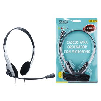 Auscultadores SANDA SD-0379 | Som Dinâmico | Microfone Ajustável | 1 Almofada de Ouvido - Preto e Cinzento - 1