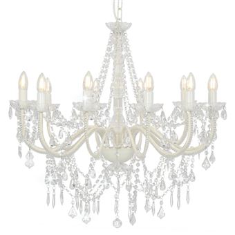 Lustre com Contas vidaXL | 12 Lâmpadas | E14 | Branco - 1